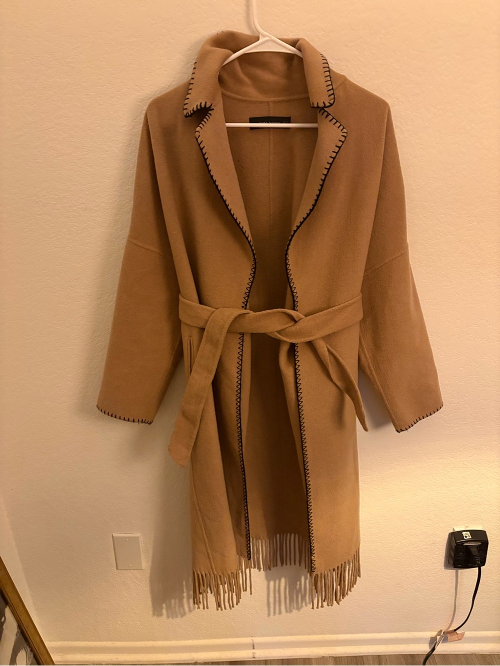 Zara Woman Camel/Tan Wool Coat with Label Detail